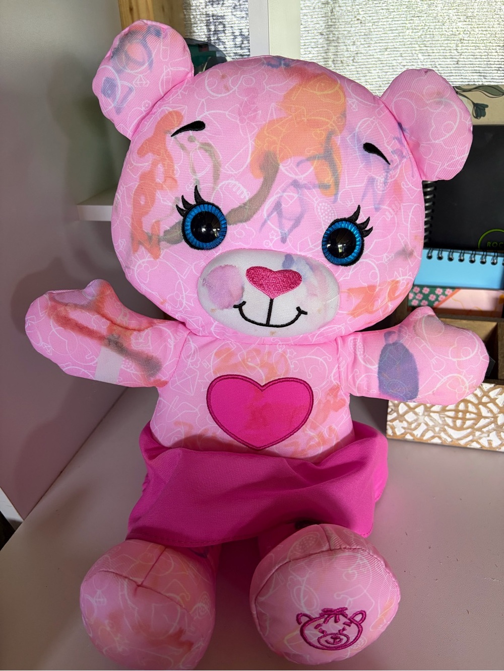 Tomy 2020 Doodle Bear The Original 15ʺ Plush Toy Fashion, Pink, Soft Smooth